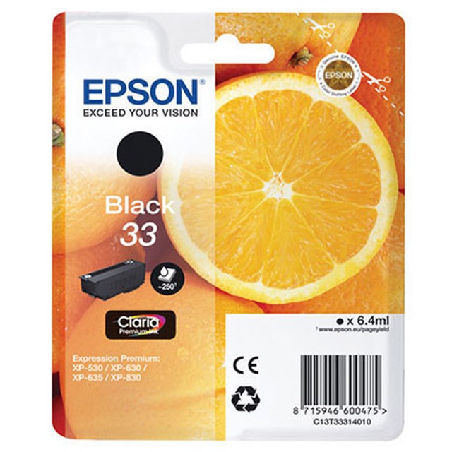 Ink-Jet Epson 33 svart - 6,2ml - 1