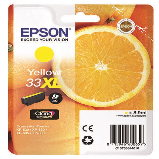 Ink-Jet Epson 33XL gul - 8,9ml - 1