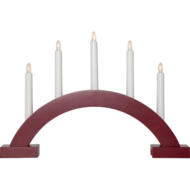Ljusstake Abbe 5 ljus 32cm röd - 1