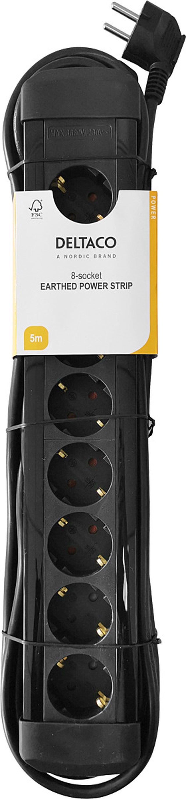 Uttag 8xCEE 7/3 Uttag 1xCEE 7/7 5m Kabel Svart - 1