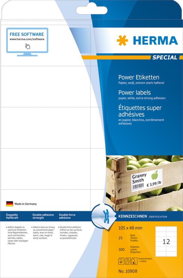 Etikett Herma Special Power 105 x 48mm 300st/fp - 105x48mm - 1