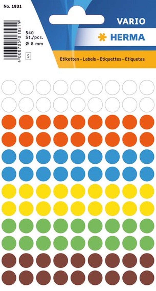 Etikett Färgsignal rund 8mm sort. färg 540st/fp - 8mm - 1