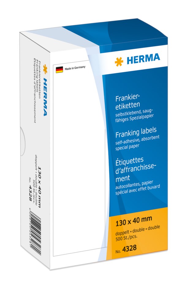 Frankeringsetikett Dubbel 130x40mm 500st/fp - 130x40mm - 1