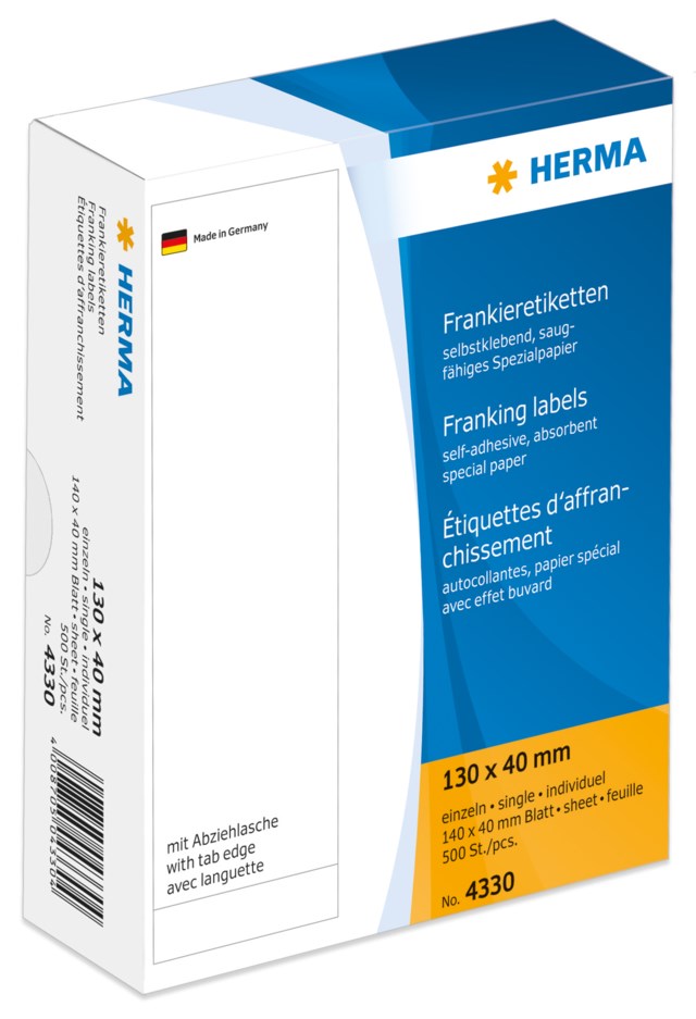 Frankeringsetikett Enkel 130x40mm 500st/fp - 130x40mm - 1