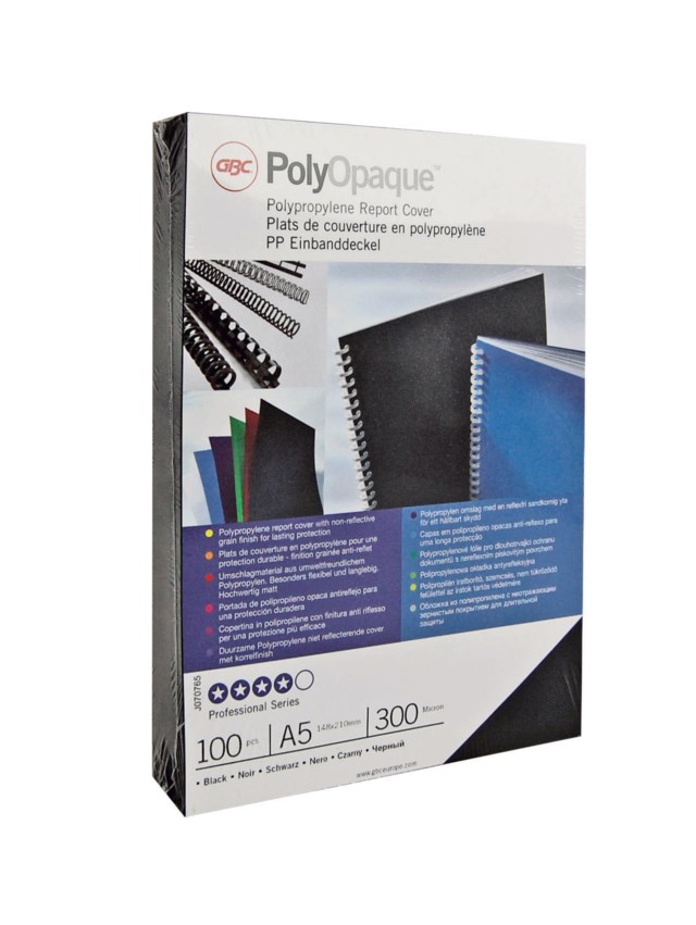 Omslag Polyopaque 300mic svart 100st/fp - 300mic - 1