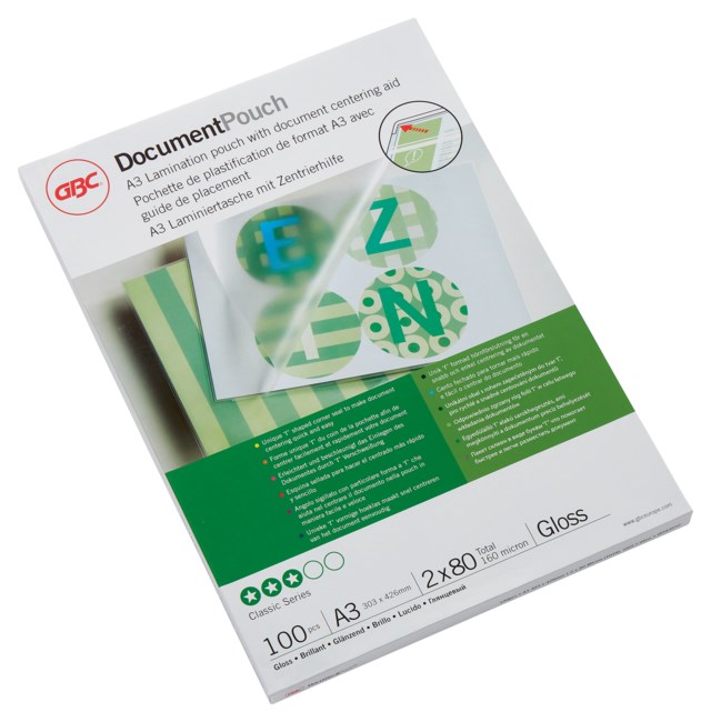 Lamineringsficka GBC A3 klar 80 mic 100/fp - A4 - 1