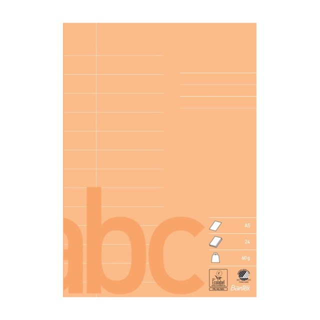 Skolhäfte Bantex A5 linjerat 14,5mm Persika - A5 - 1