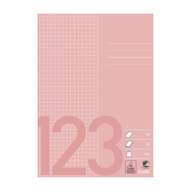 Skolhäfte Bantex A5 rutat 5x5mm gammalrosa - A5 - 1