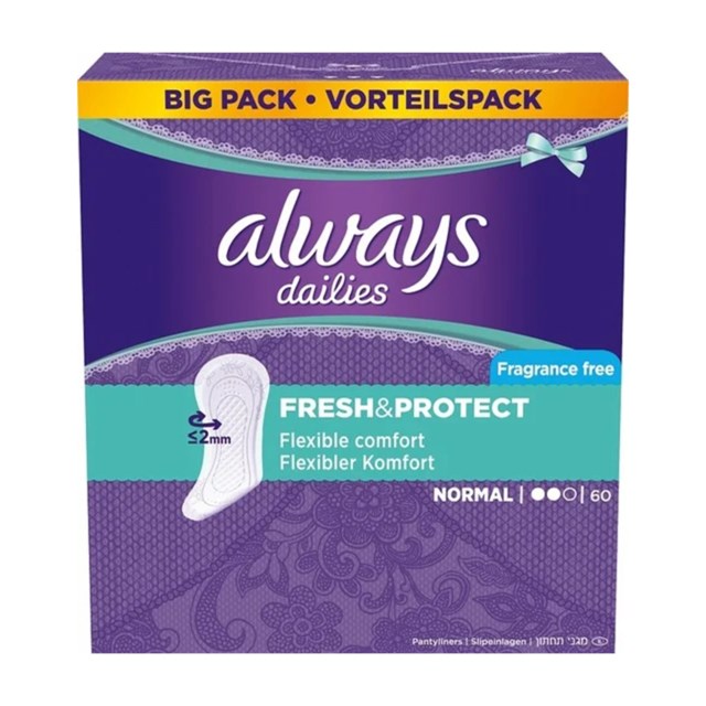 Always Dailies Normal Fresh & Protect Trosskydd 60 st - 1
