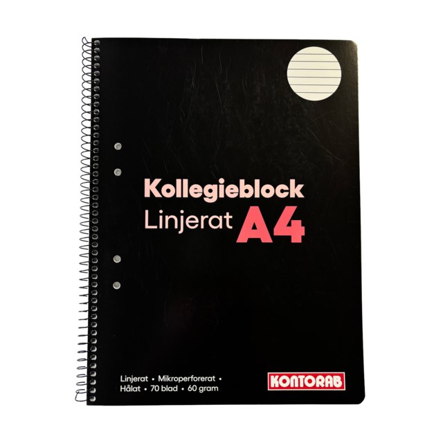 Kollegieblock Kontorab A4 60g linjerat hålat - A4 Linjerat - 1