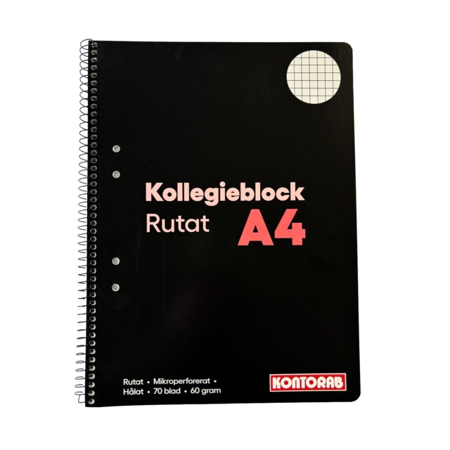 Kollegieblock Kontorab A4 60g rutat hålat - A4 Rutat - 1