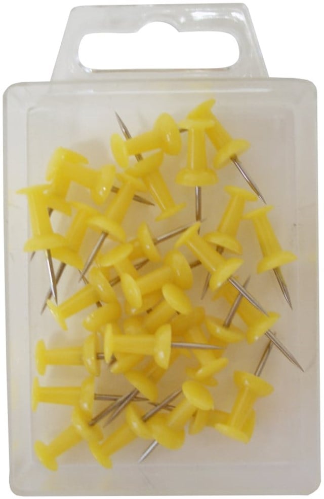 Kartnålar Push-pins gul 30/fp - 9mm - 1