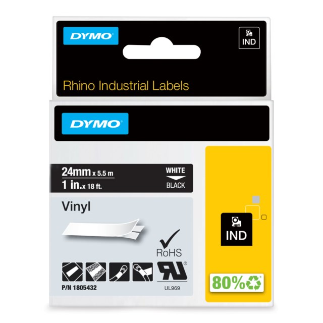 Märktejp Rhino Vinyl 24mm vit/svart - 24mm - 1