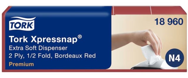 Dispenserservetter Tork Premium bordeaux N4 2-Lag 8000St/krt - 1