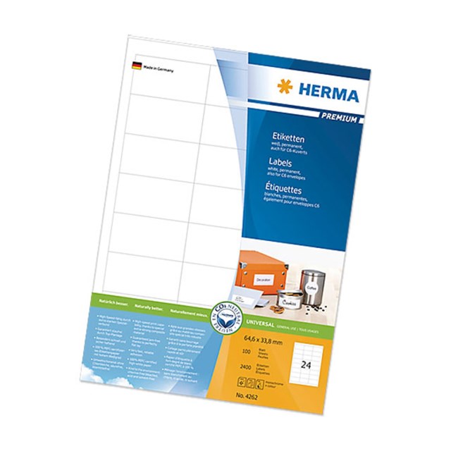 Etikett Herma Premium 63.5x33.9mm 100 ark/fp - 63,5x33,9mm - 1