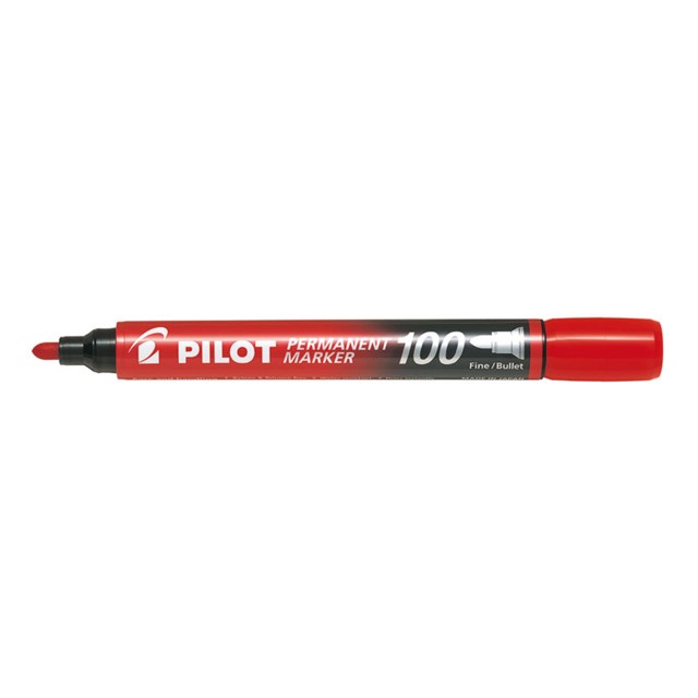 Märkpenna Pilot 100 Permanent röd - 1-4mm - 1