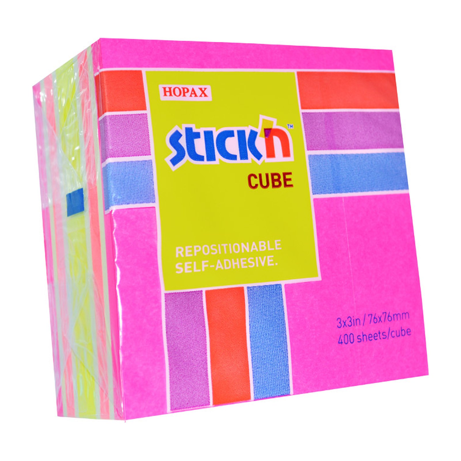 Notes-kub Stick'n Häftis 76x76mm, rosa och röd, 400 blad - Kontor & Papper - Block, Blanketter & Post-It - Post-It & Notes