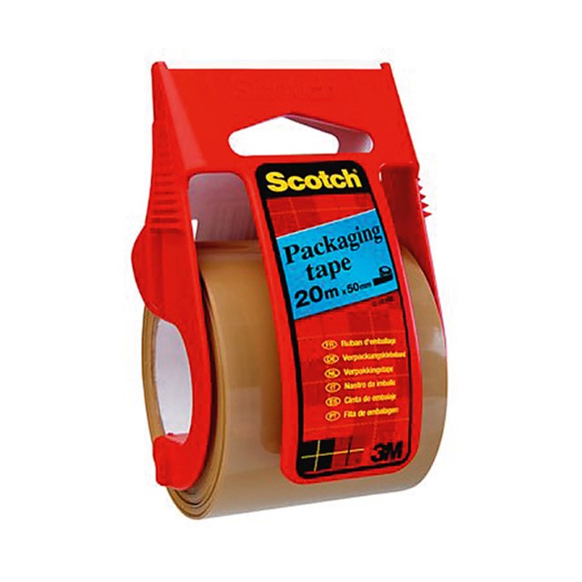 Packtejp Scotch + hållare brun 20mx50mm - 50mmx20m - 1