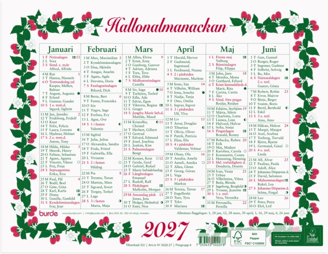 Almanacka Burde Lilla Hallonalmanackan - 1