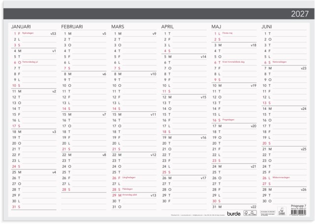 Almanacka Burde Väggblad Elegant 420x297mm - 1