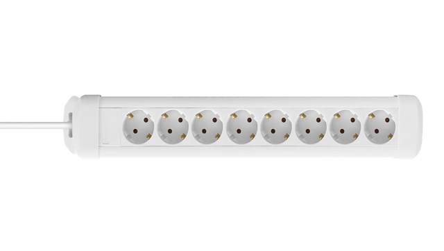 Uttag 8xCEE 7/3 Uttag 1xCEE 7/7 3m Kabel Vit - 1