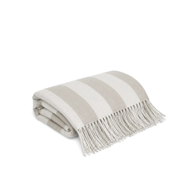 Jolie pläd i cashmeremix från Maison Trique - Beige rand - 1