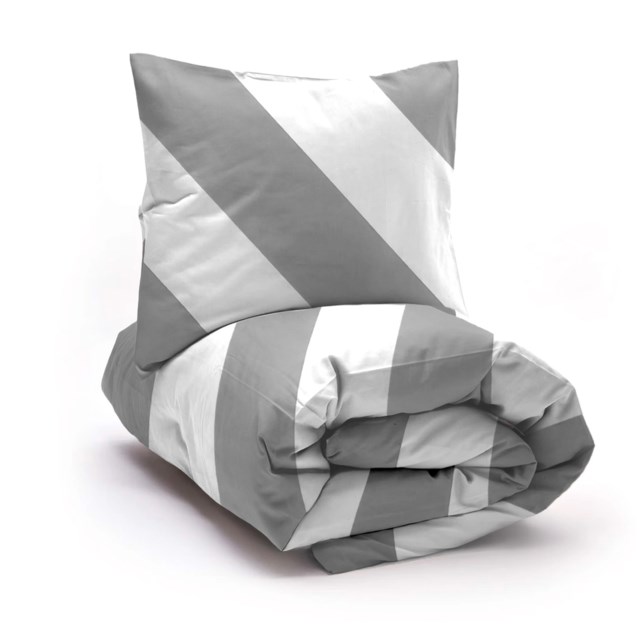 Bäddset Jolie – Grå Diagonalrandig, 4-delad - 1