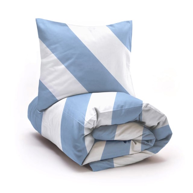 Bäddset Jolie – Ljusblå Diagonalrandig, 4-delad - 1