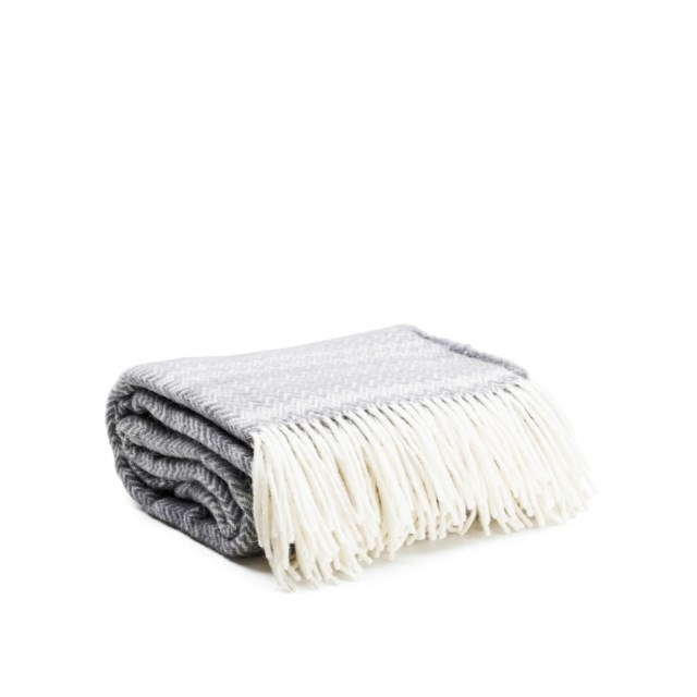 Härlig ullpläd från Ylleverket - Fiskben gråblå - 1