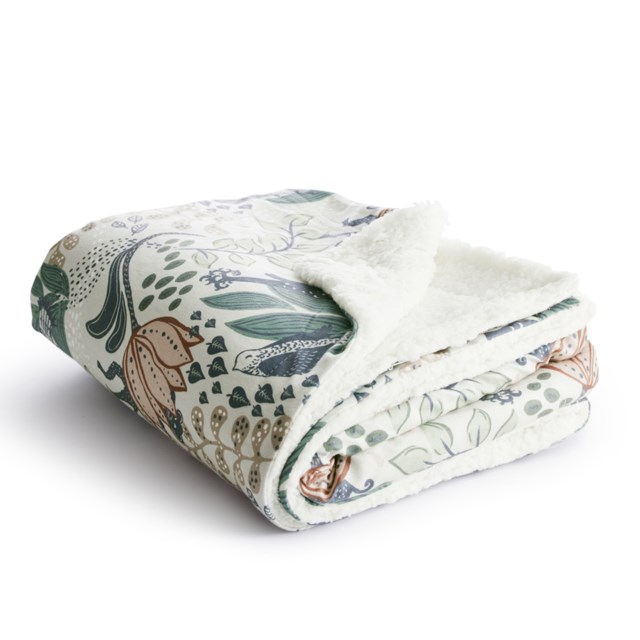 Pläd Sherpa Ylleverket blommig/vit 130x170 cm - 130x170cm - 1