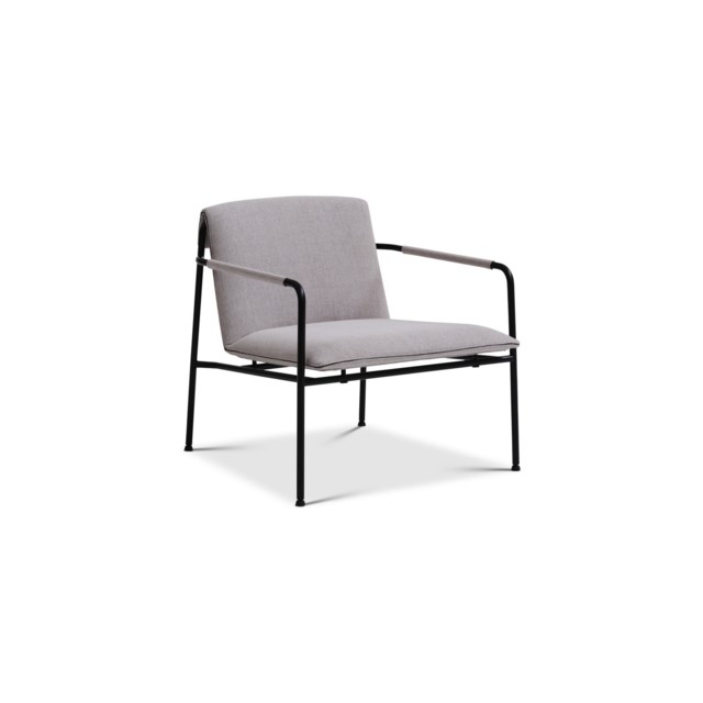 Turin loungefåtölj Ljusgrå Ellie Svart stativ - 690x670x670mm - 1