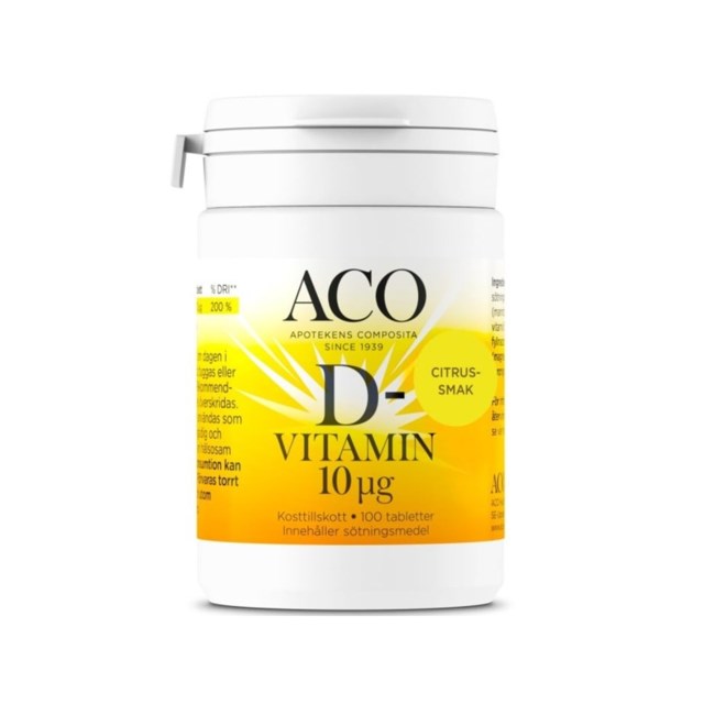 ACO D-vitamin 10 µg Citrussmak 100 tabletter - 1