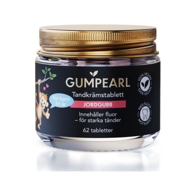 Gumpearl Barn +3 år Jordgubb tandkrämstabletter 62 st - 1