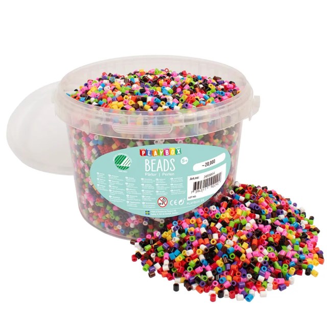 Rörpärlor Playbox 10 färgsmix, Svanenmärkt, hink - 1