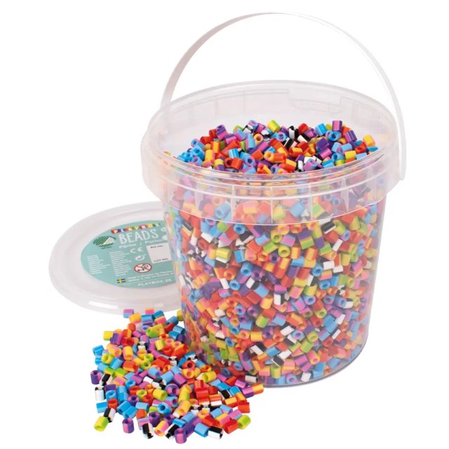Rörpärlor Playbox Randigmix Svanenmärkta, med hink - 1