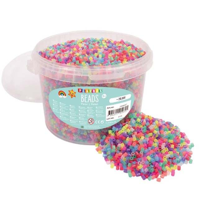 Rörpärlor Playbox Glittermix, burk med lock - 1