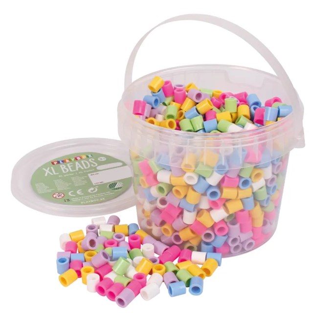 Rörpärlor XL Playbox Pastellmix, förvaringshink - 1