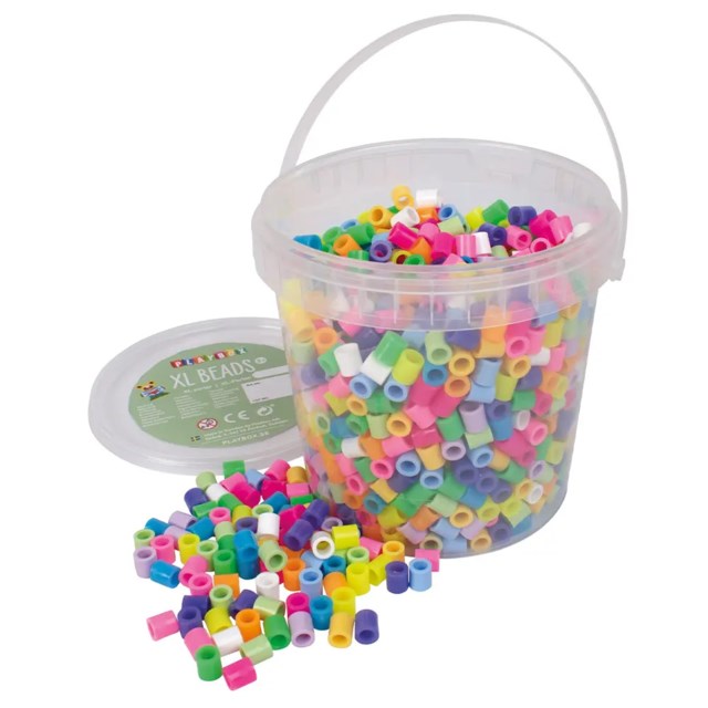 Rörpärlor XL Playbox Pastell och Neon, 1400 st - 1