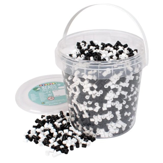 Rörpärlor Playbox Svart och vit mix, Svanenmärkt, 5000 st - 1