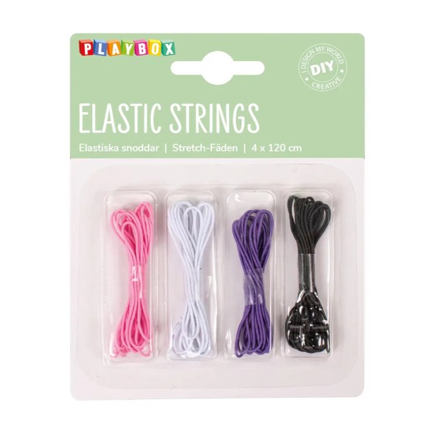 Elastisk snodd Playbox Blandade färger, 1 mm, 1,2 m, 4-pack - 1