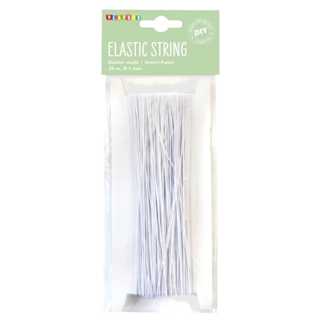 Elastisk snodd Playbox, vit, 1 mm, 25 m - 1