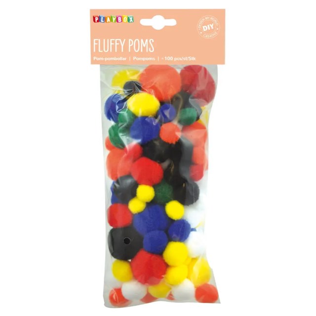 Pompom Playbox Basfärger, blandade storlekar, 100 st - 1