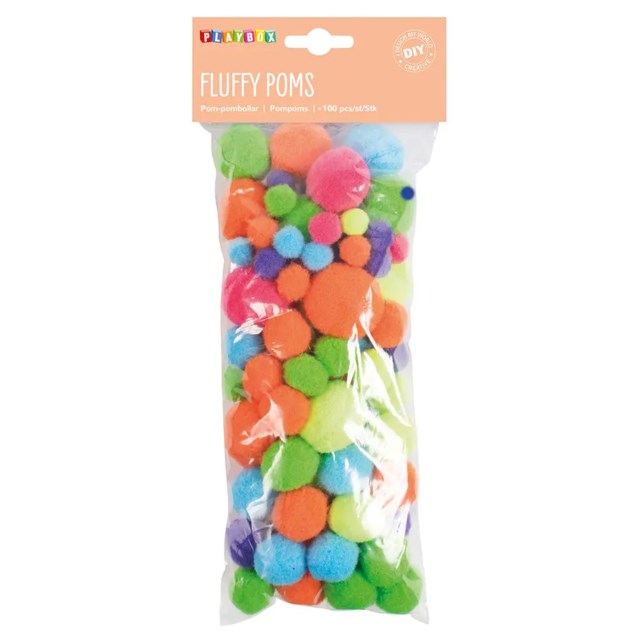 Pompombollar Playbox Neon, blandade storlekar, 100 st - 1