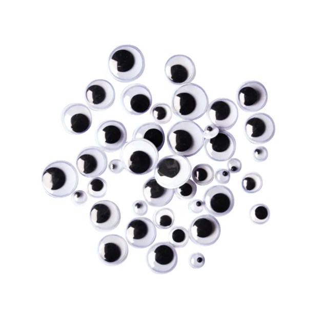 Pysselögon Playbox Rörliga pupiller, svartvita, 7-10-15 mm, 300 st - 1