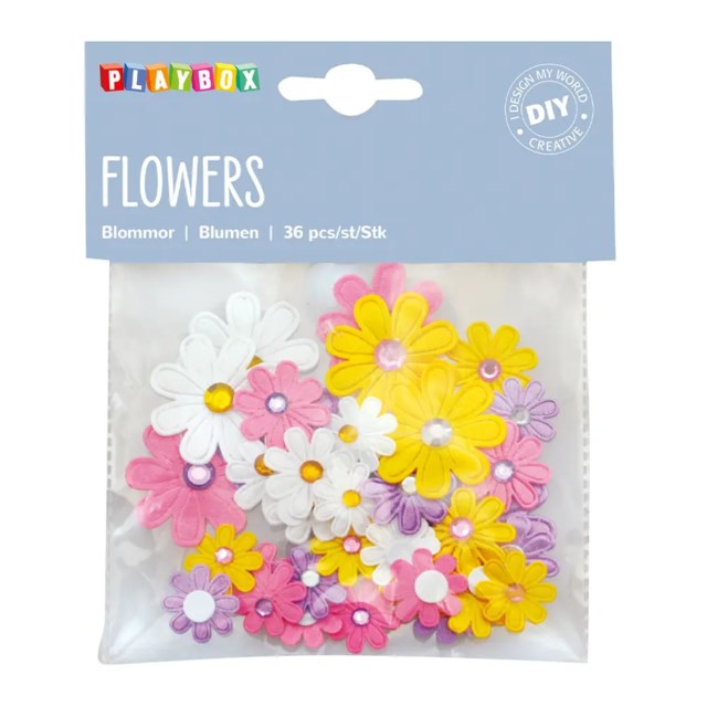Dekorblommor Playbox Självhäftande, blandade färger, 36-pack - 1