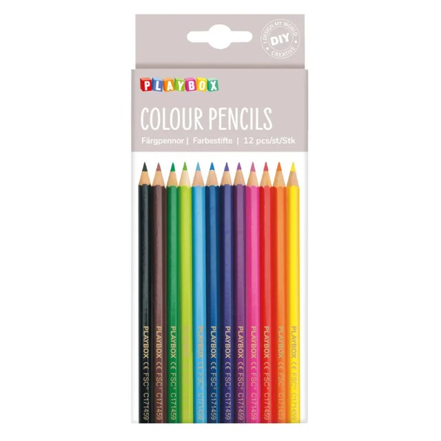 Färgpennor Playbox Smala, blandade färger, 12-pack - 1