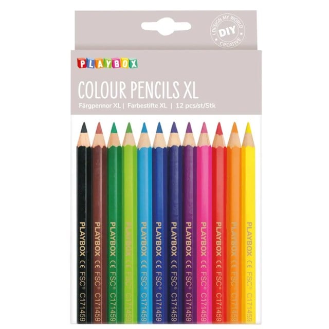 Färgpennor Playbox Tjocka, blandade färger, 12-pack - 1