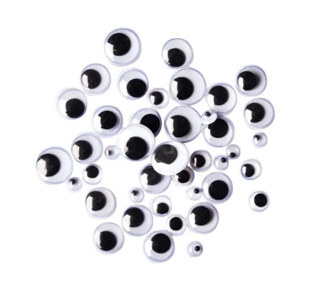 Pysselögon Playbox Svartvita Rörliga, 4 storlekar, 200 st - 1