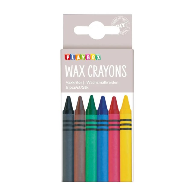 Vaxkrita Playbox Smal, basfärger, 6-pack - 1