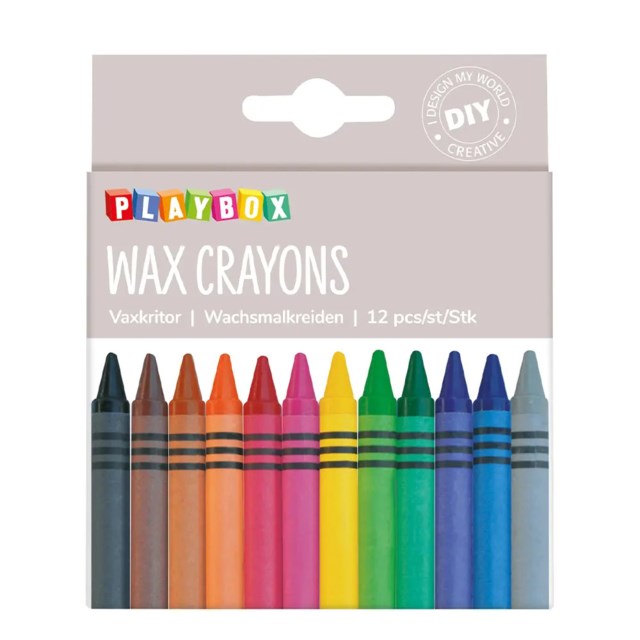 Vaxkrita Playbox Smal, blandade basfärger, 12 st - 1